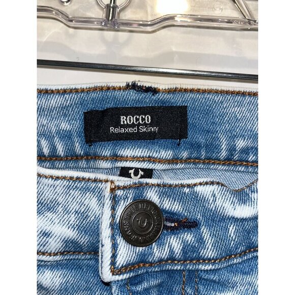 True Religion Rocco Blue Denim Medium Wash Relaxed Skinny Jeans Men's Size 36 - Picture 4 of 12